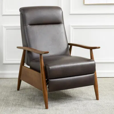 Comfort Pointe Solaris Wood Arm Push Back Recliner - Burnished Brown In Black