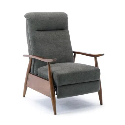 Comfort Pointe Soren Wood Arm Push Back Recliner - Charcoal In Gray