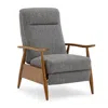 Comfort Pointe Terni Wood Arm Push Back Recliner In Performance Fabric - Ashen Grey