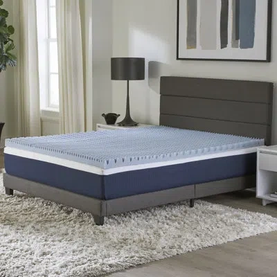 Comfort Tech 2” Convoluted Mattress Topper Featuring Tranquility Foam In Blue