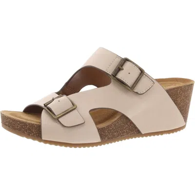 Comfortiva Emah Womens Memory Foam Leather Wedge Sandals In Pink