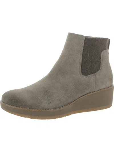 Comfortiva Fera Womens Suede Wedge Chelsea Boots In Grey