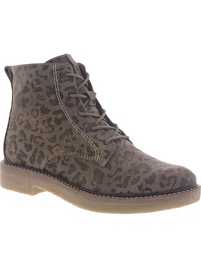 Comfortiva Resee Womens Leather Leopard Booties In Brown