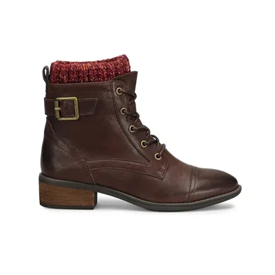 Comfortiva Women's  Cordelia Boot Brown Italian Leather "heel Lace-up Htat166 In Burgundy
