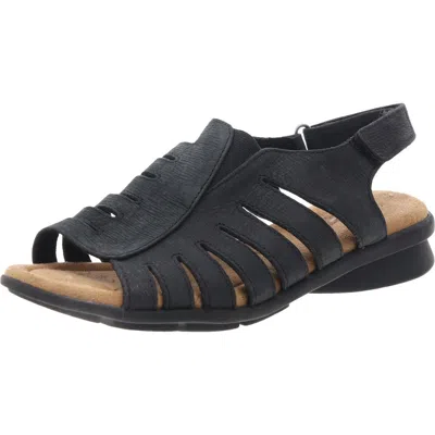 Comfortiva Womens Leather Casual Wedge Sandals In Black