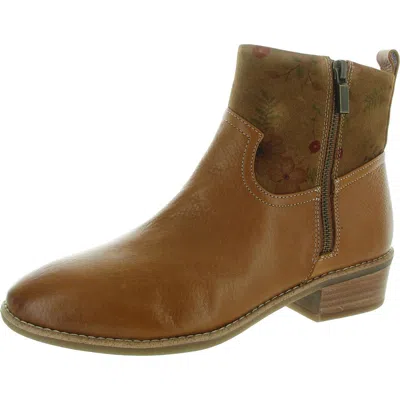 Comfortiva Womens Zipper Leather Booties In Gold