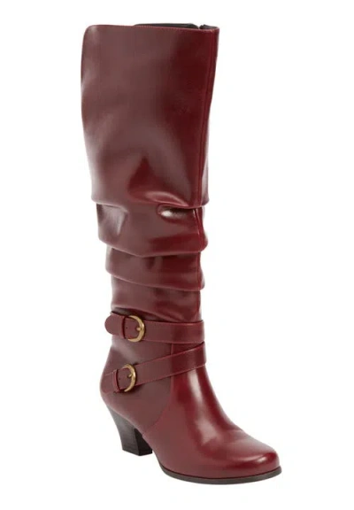 Comfortview The Cleo Tall Wide Calf Boot In Burgundy