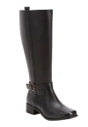 Comfortview The Donna Tall Wide Calf Leather Boot In Black
