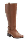 Comfortview The Donna Tall Wide Calf Leather Boot In Brown
