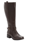 Comfortview The Donna Tall Wide Calf Leather Boot In Brown
