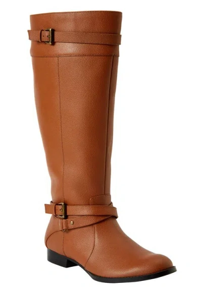 Comfortview The Janis Tall Regular Calf Leather Boot In Brown