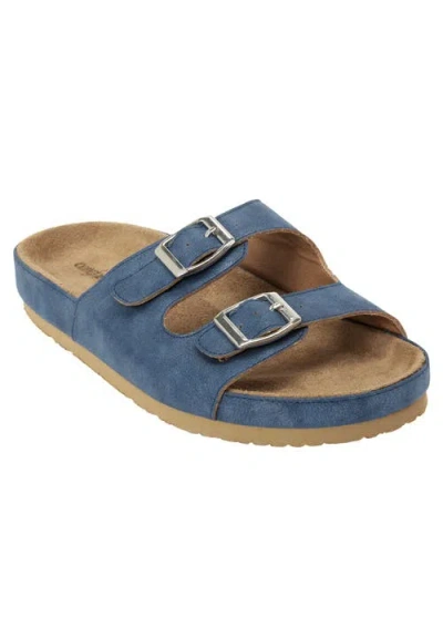 Comfortview The Maxi Slip On Footbed Sandal In Blue