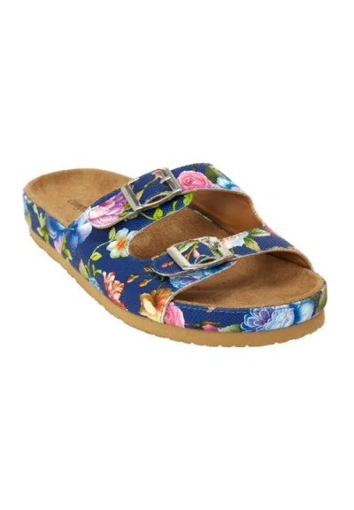 Comfortview The Maxi Slip On Footbed Sandal In Blue