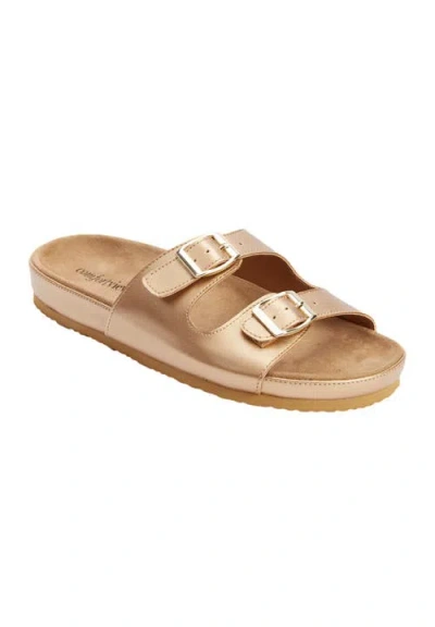 Comfortview The Maxi Slip On Footbed Sandal In Gold