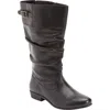 Comfortview The Monica Wide Calf Leather Boot In Black