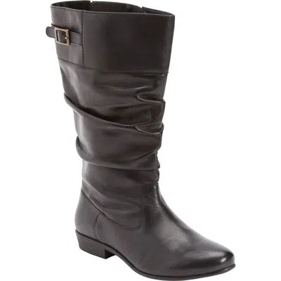 Comfortview The Monica Wide Calf Leather Boot In Black