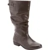 Comfortview The Monica Wide Calf Leather Boot In Brown