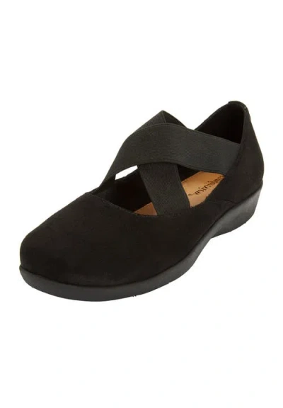 Comfortview The Stacia Mary Jane Flat In Black