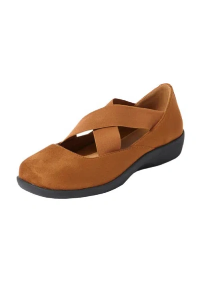 Comfortview The Stacia Mary Jane Flat In Brown