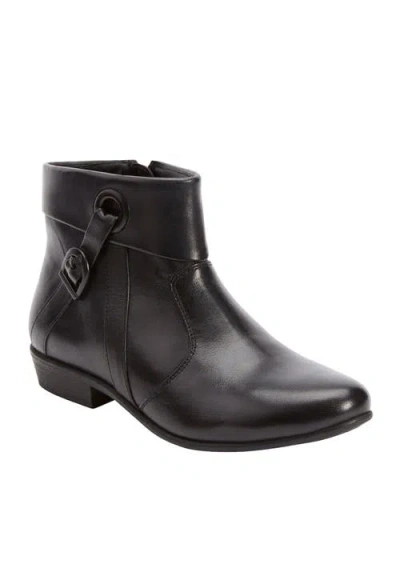 Comfortview The Terri Leather Bootie In Black