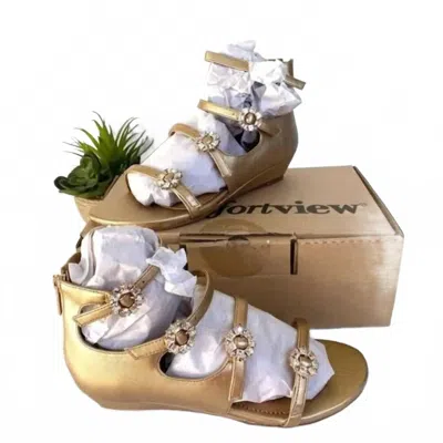 Comfortview Women Strappy Embellished Sandals In Gold