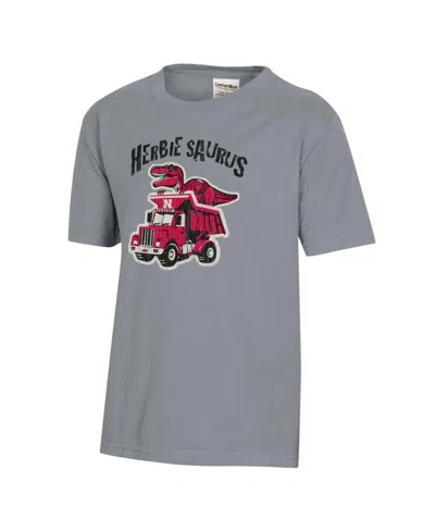 COMFORTWASH BIG BOYS AND GIRLS GRAY NEBRASKA HUSKERS DINO TRUCK T-SHIRT