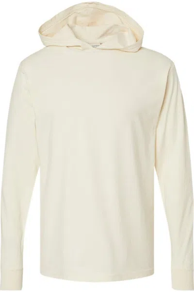 Comfortwash By Hanes Garment-dyed Jersey Hooded Long Sleeve T-shirt In Beige