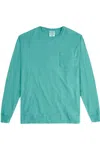 Comfortwash By Hanes Garment-dyed Long Sleeve T-shirt With A Pocket In Blue