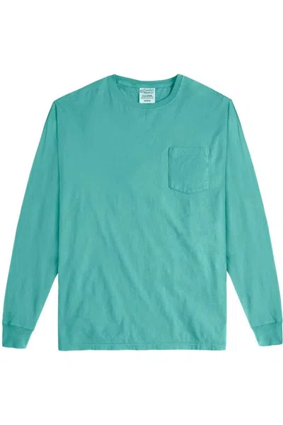 Comfortwash By Hanes Garment-dyed Long Sleeve T-shirt With A Pocket In Blue