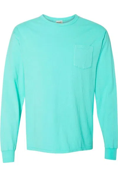 Comfortwash By Hanes Garment-dyed Long Sleeve T-shirt With A Pocket In Green