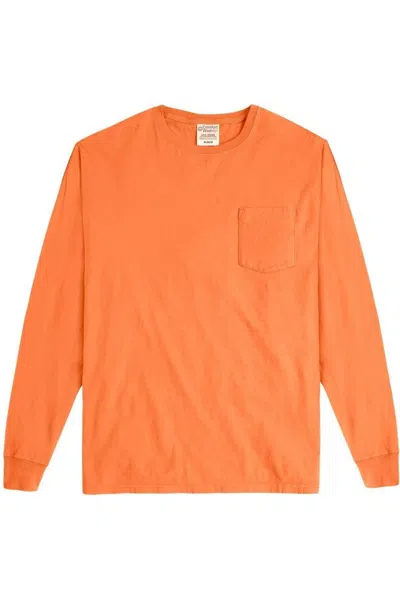 Comfortwash By Hanes Garment-dyed Long Sleeve T-shirt With A Pocket In Orange