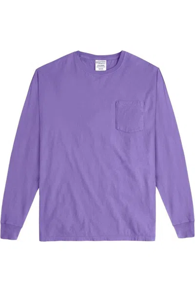 Comfortwash By Hanes Garment-dyed Long Sleeve T-shirt With A Pocket In Purple