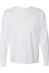 Comfortwash By Hanes Garment-dyed Long Sleeve T-shirt With A Pocket In White