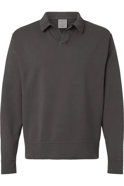 Comfortwash By Hanes Garment-dyed Polo Collar Sweatshirt In Multi