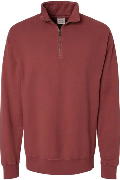 Comfortwash By Hanes Garment-dyed Quarter-zip Sweatshirt In Red