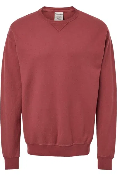 Comfortwash By Hanes Garment-dyed Unisex Crewneck Sweatshirt In Red