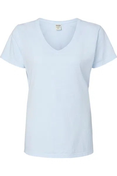 Comfortwash By Hanes Garment-dyed Women´s V-neck T-shirt In Blue