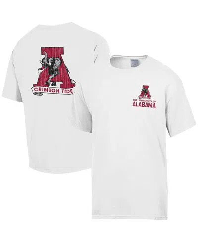 Comfortwash Men's  White Distressed Alabama Crimson Tide Vintage-like Logo T-shirt