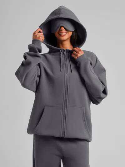Comfrt Airplane Mode Travel Zip Hoodie – Mega In Steel Grey