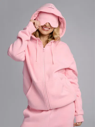 Comfrt Airplane Mode Travel Zip Hoodie In Pink