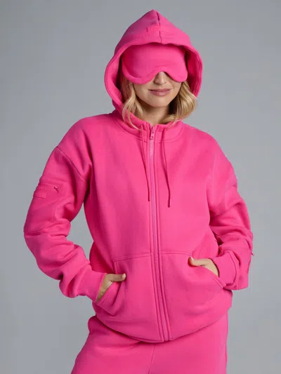 Comfrt Airplane Mode Travel Zip Hoodie In Pink