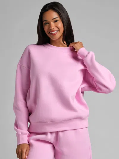 Comfrt Basic Crop Crew Sweatshirt In Pink