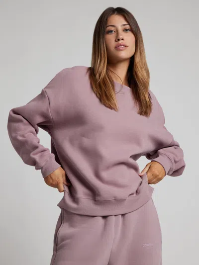 Comfrt Basic Crop Crew Sweatshirt In Purple