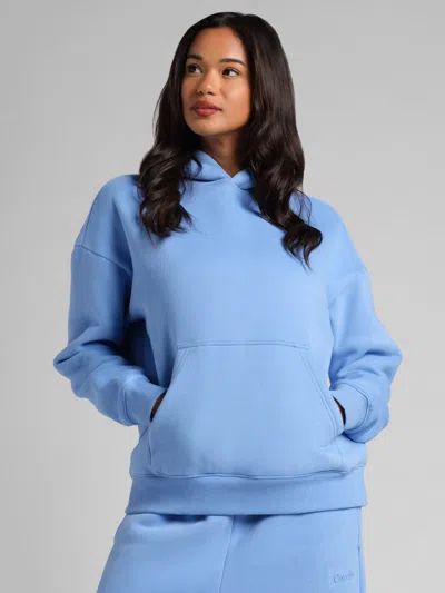 Comfrt Basic Crop Hoodie In Blue
