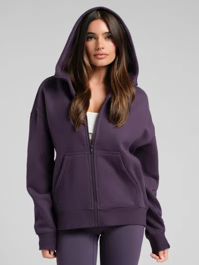 Comfrt Basic Crop Zip Hoodie In Purple