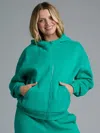 Comfrt Basic Crop Zip Hoodie In Blue