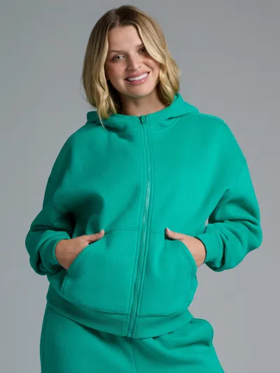 Comfrt Basic Crop Zip Hoodie In Blue