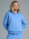 Comfrt Basic Crop Zip Hoodie In Blue