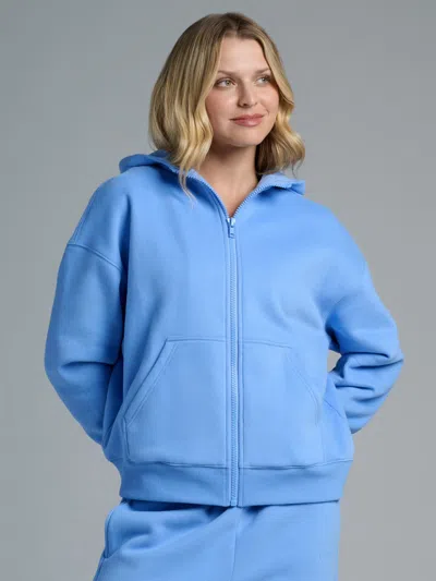 Comfrt Basic Crop Zip Hoodie In Blue