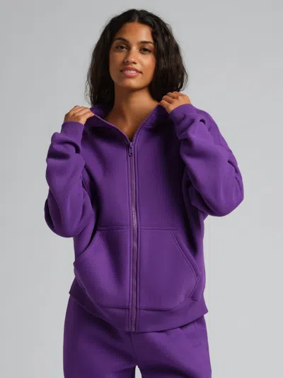 Comfrt Basic Crop Zip Hoodie In Purple